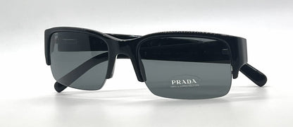 Prada SPR30L 1AB-1A1 Black Semi-Rimless Vintage Sunglasses Grey Blue Lenses-Unworn
