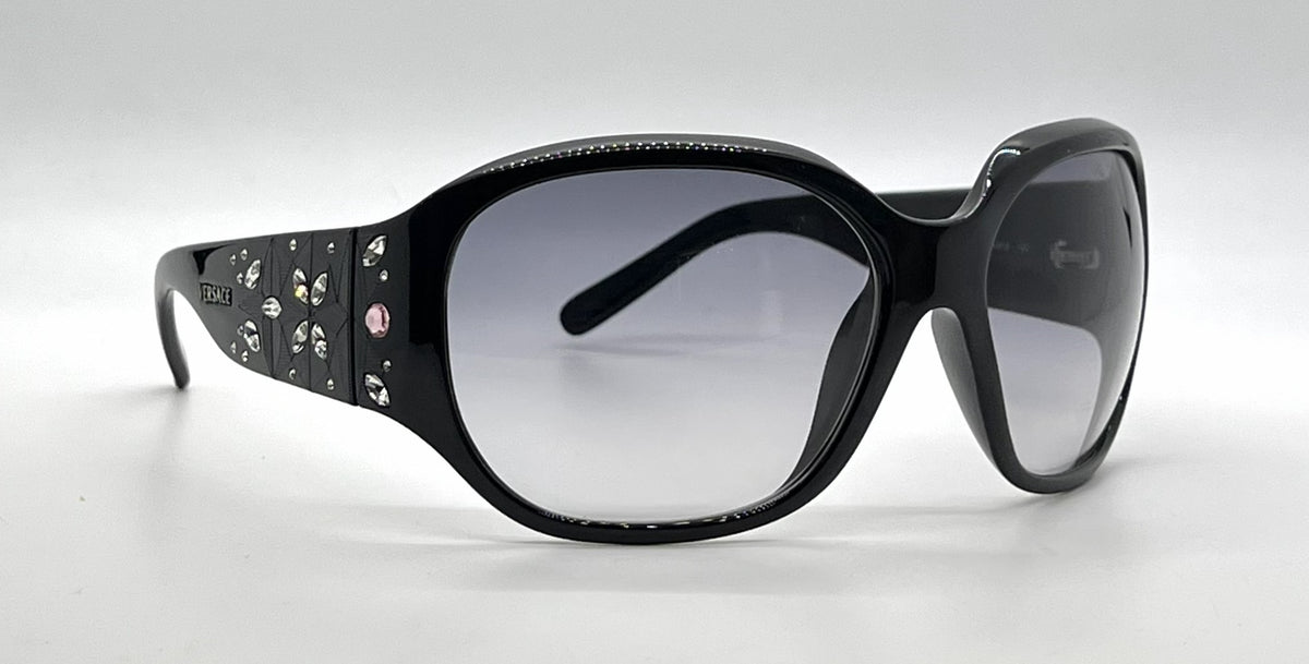 Versace MOD.4094-B GB1/11 Black Swarovski Wraparound Vintage Sunglasses-Unworn