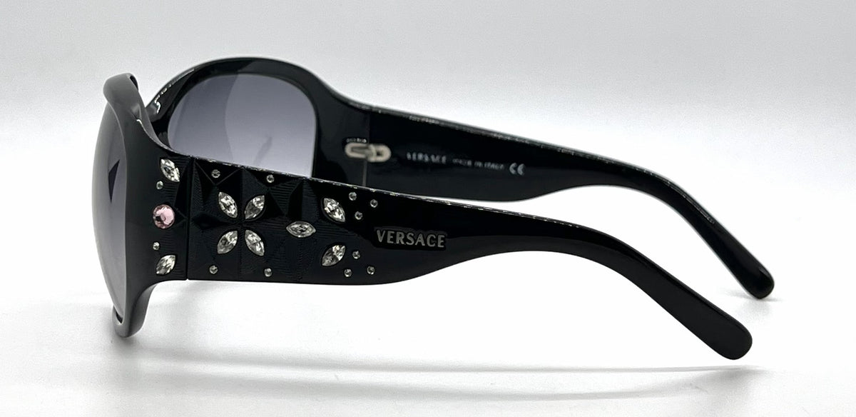 Versace MOD.4094-B GB1/11 Black Swarovski Wraparound Vintage Sunglasses-Unworn