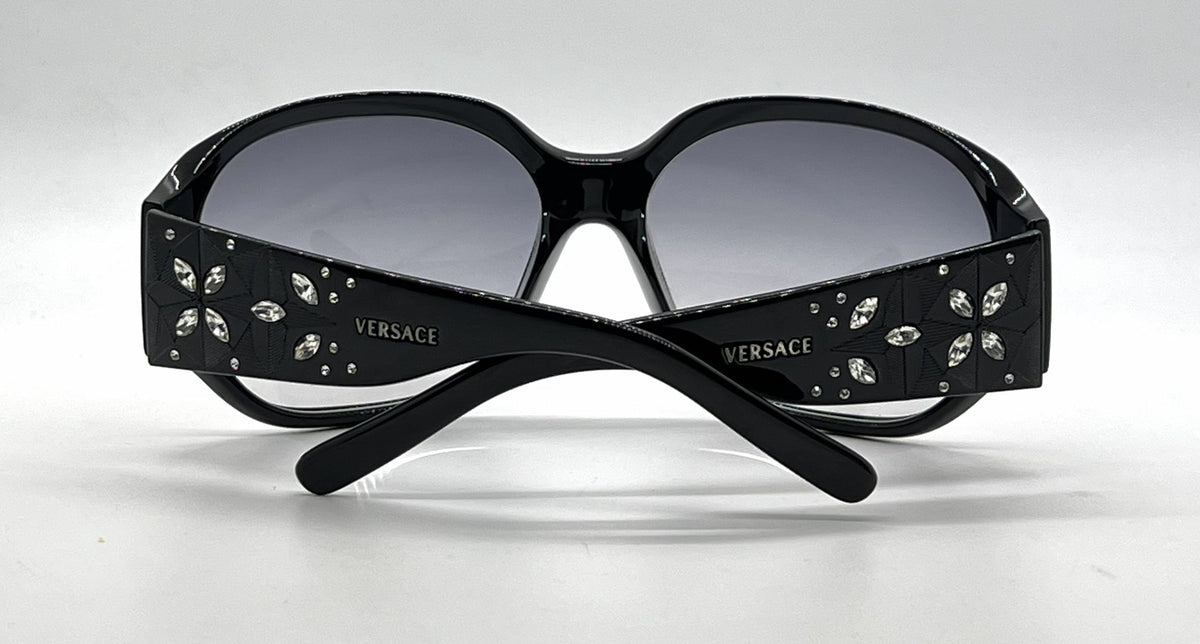 Versace MOD.4094-B GB1/11 Black Swarovski Wraparound Vintage Sunglasses-Unworn
