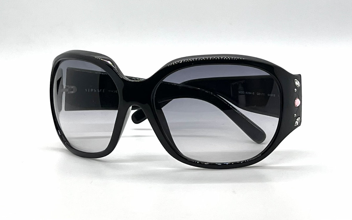 Versace MOD.4094-B GB1/11 Black Swarovski Wraparound Vintage Sunglasses-Unworn