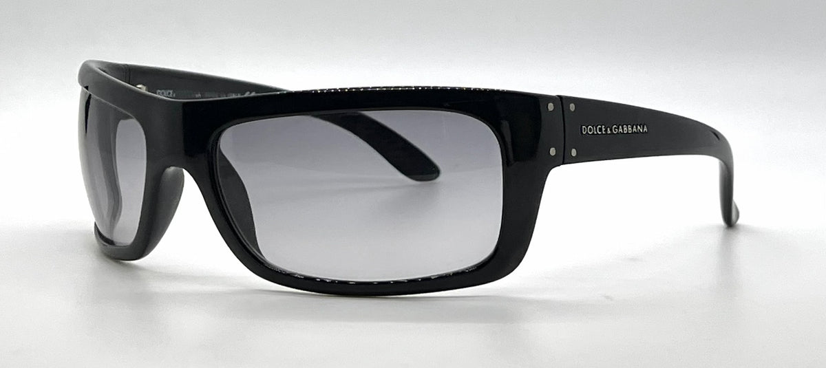 Dolce & Gabbana DG6021 501/8G Wraparound-Vintage Sunglasses Black-Grey Gradient-Deadstock