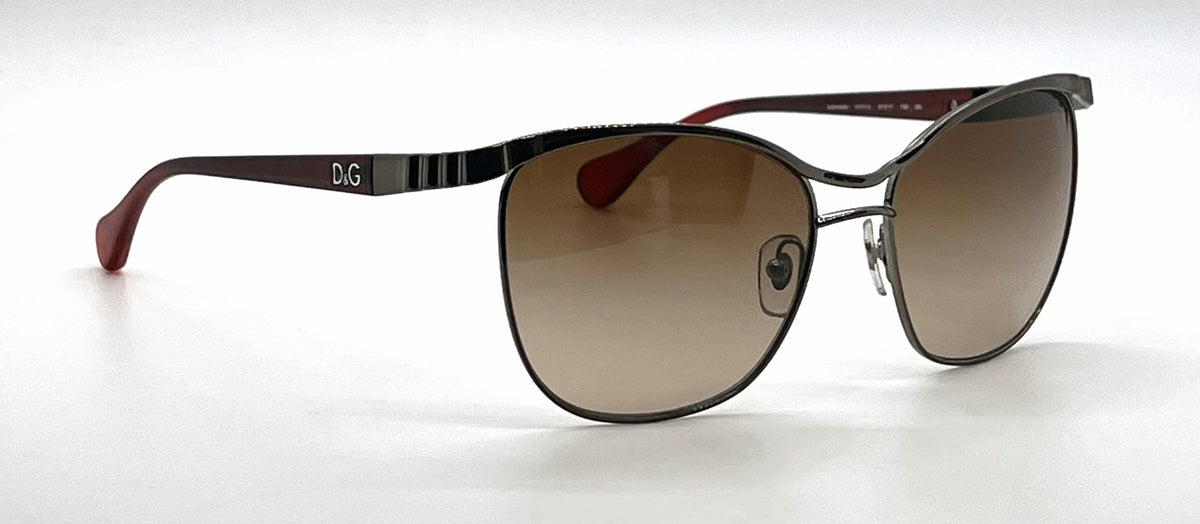 D&G 6088 1117/13 Cat-Eye Aviator-Vintage Sunglasses Gunmetal-Red-Deadstock