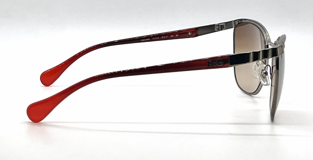 D&G 6088 1117/13 Cat-Eye Aviator-Vintage Sunglasses Gunmetal-Red-Deadstock