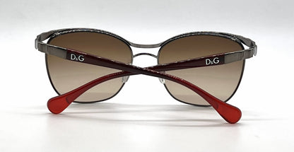 D&G 6088 1117/13 Cat-Eye Aviator-Vintage Sunglasses Gunmetal-Red-Deadstock