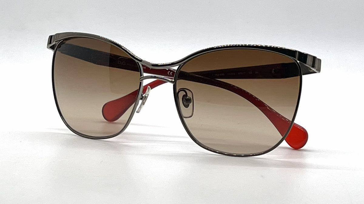 D&G 6088 1117/13 Cat-Eye Aviator-Vintage Sunglasses Gunmetal-Red-Deadstock