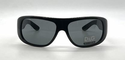 D&G 8011 501/87 Wraparound-Vintage Sunglasses Black-Solid Grey Lenses-Unworn