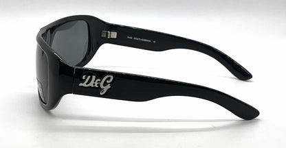 D&G 8011 501/87 Wraparound-Vintage Sunglasses Black-Solid Grey Lenses-Unworn