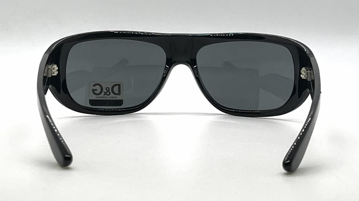 D&G 8011 501/87 Wraparound-Vintage Sunglasses Black-Solid Grey Lenses-Unworn