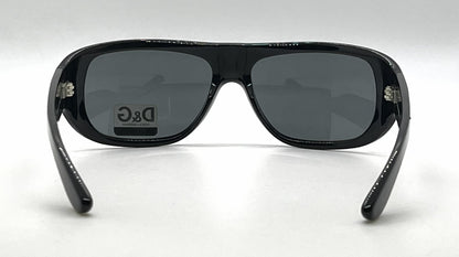 D&G 8011 501/87 Wraparound-Vintage Sunglasses Black-Solid Grey Lenses-Unworn