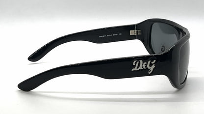 D&G 8011 501/87 Wraparound-Vintage Sunglasses Black-Solid Grey Lenses-Unworn