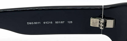 D&G 8011 501/87 Wraparound-Vintage Sunglasses Black-Solid Grey Lenses-Unworn