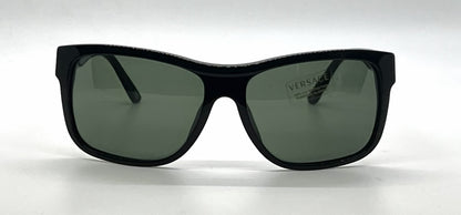 Versace VE4179 GB1/31 Black Pilot Sunglasses Solid Green Lenses-Unworn