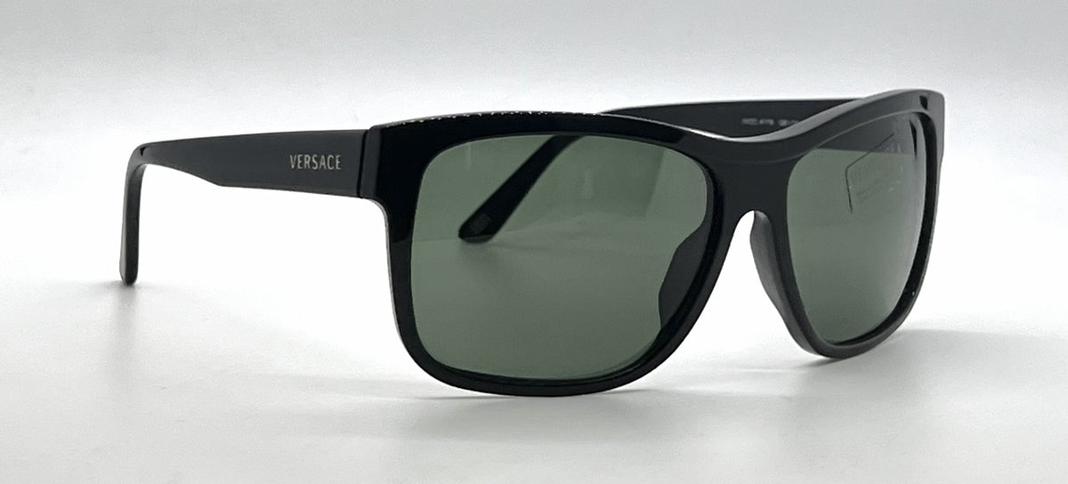 Versace VE4179 GB1/31 Black Pilot Sunglasses Solid Green Lenses-Unworn