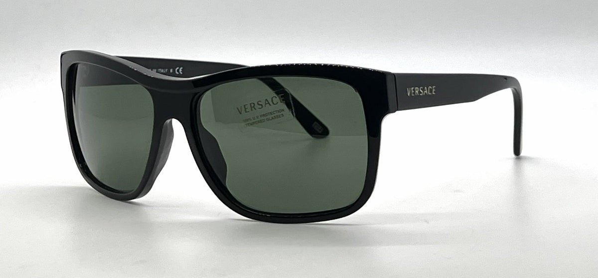 Versace VE4179 GB1/31 Black Pilot Sunglasses Solid Green Lenses-Unworn