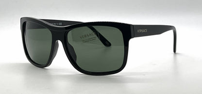 Versace VE4179 GB1/31 Black Pilot Sunglasses Solid Green Lenses-Unworn