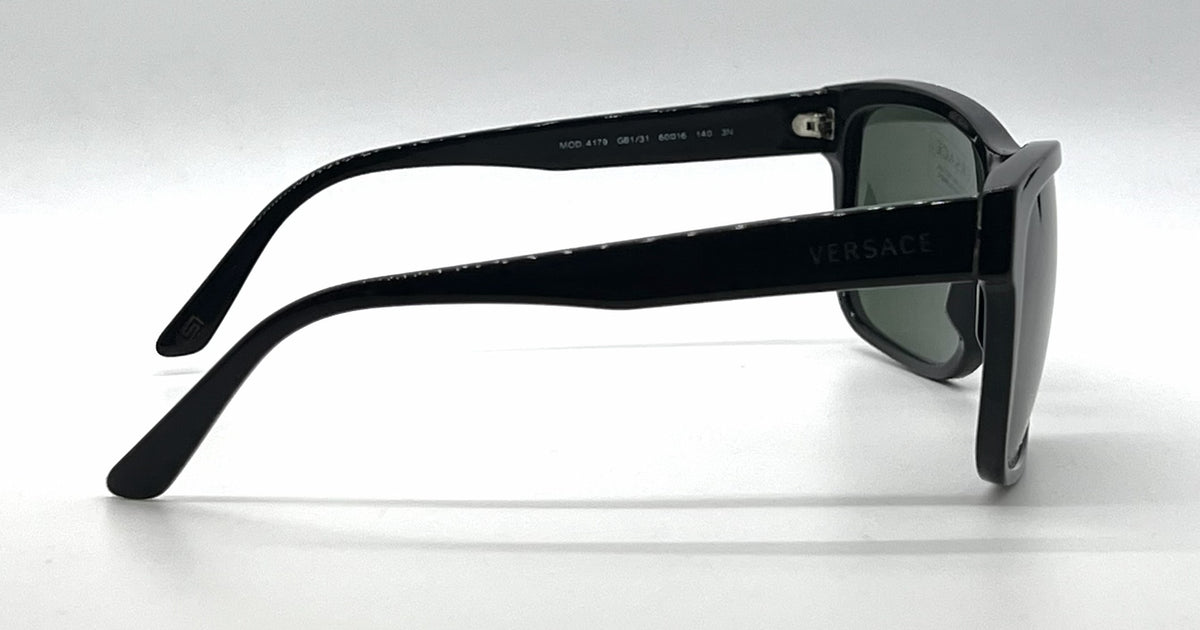 Versace VE4179 GB1/31 Black Pilot Sunglasses Solid Green Lenses-Unworn