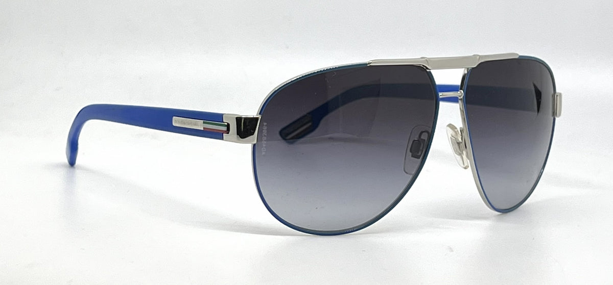 Dolce and Gabbana DG2099 1084/8G Aviator-Vintage Sunglasses Silver-Blue Trim-Unworn