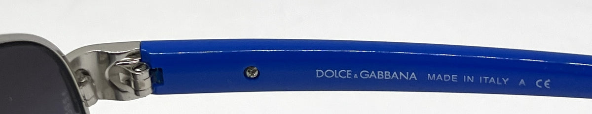 Dolce and Gabbana DG2099 1084/8G Aviator-Vintage Sunglasses Silver-Blue Trim-Unworn