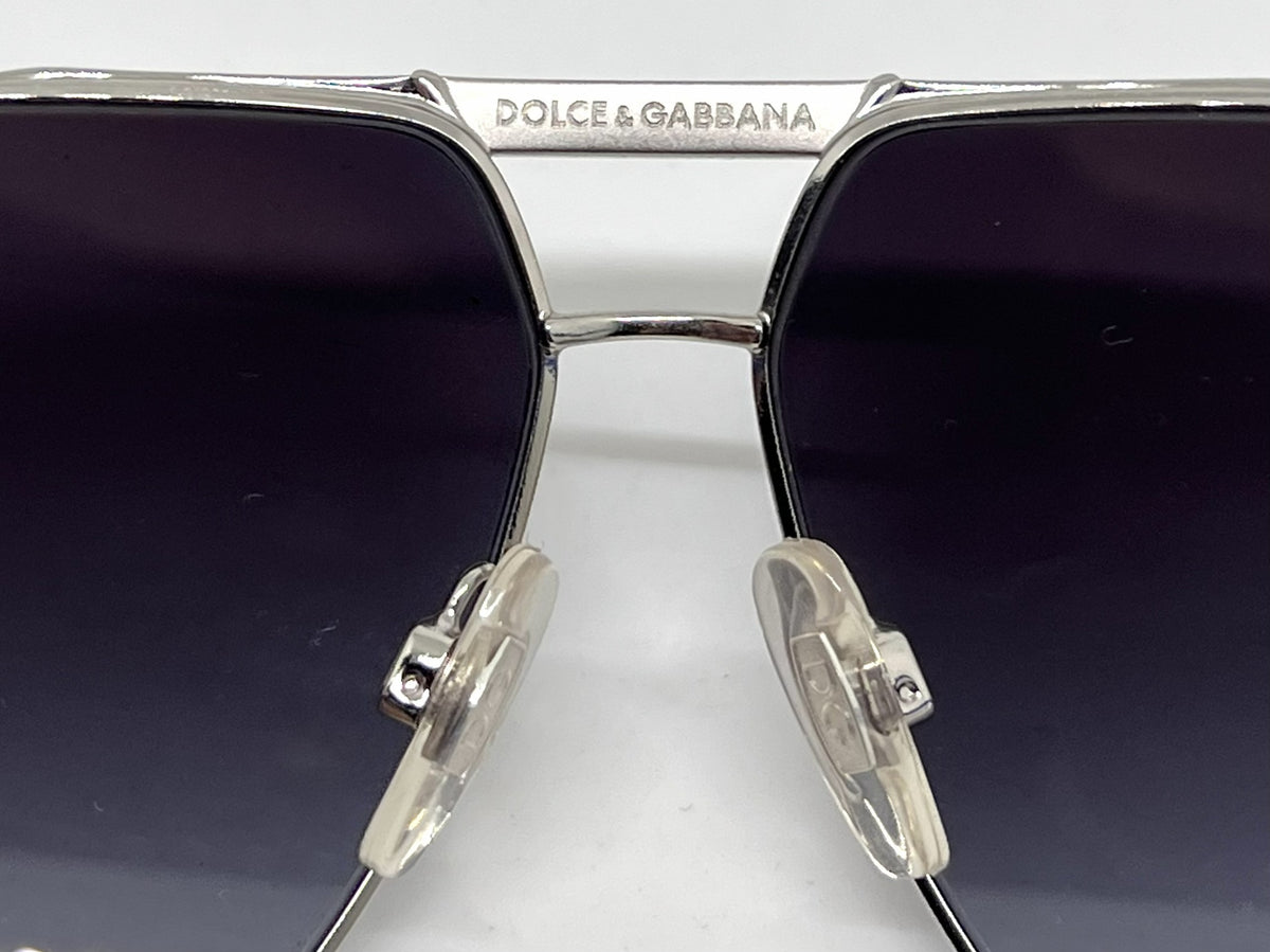 Dolce and Gabbana DG2099 1084/8G Aviator-Vintage Sunglasses Silver-Blue Trim-Unworn
