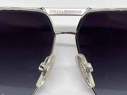 Dolce and Gabbana DG2099 1084/8G Aviator-Vintage Sunglasses Silver-Blue Trim-Unworn