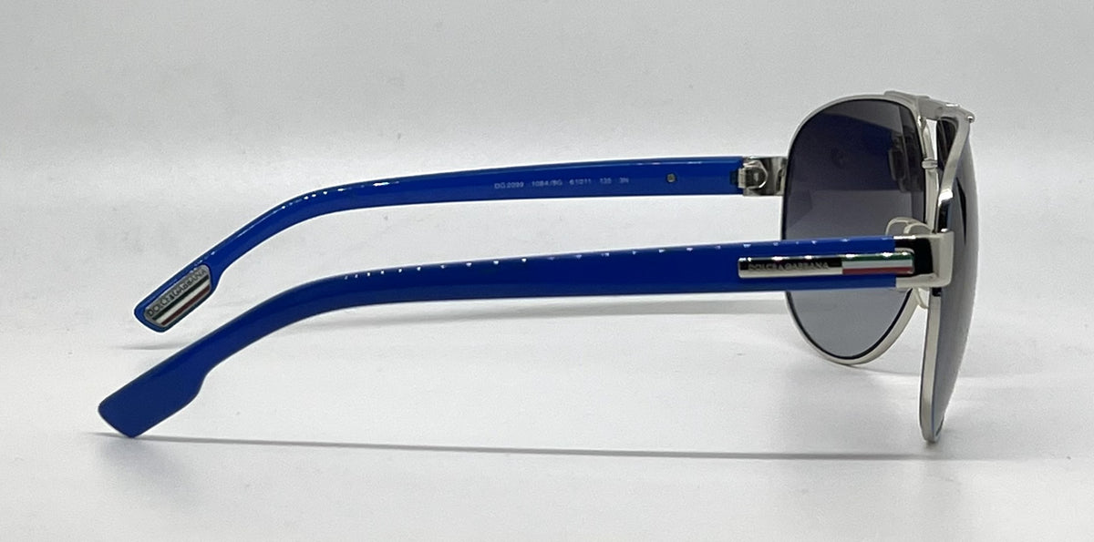 Dolce and Gabbana DG2099 1084/8G Aviator-Vintage Sunglasses Silver-Blue Trim-Unworn