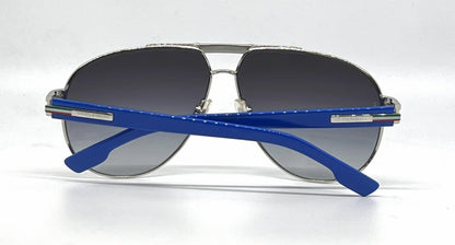 Dolce and Gabbana DG2099 1084/8G Aviator-Vintage Sunglasses Silver-Blue Trim-Unworn