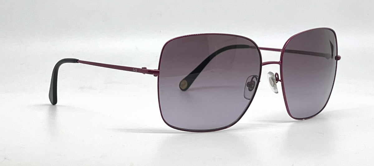 D&G 6079 013/8H Square Aviator-Vintage Sunglasses Magenta-Grey Gradient Lenses-Unworn