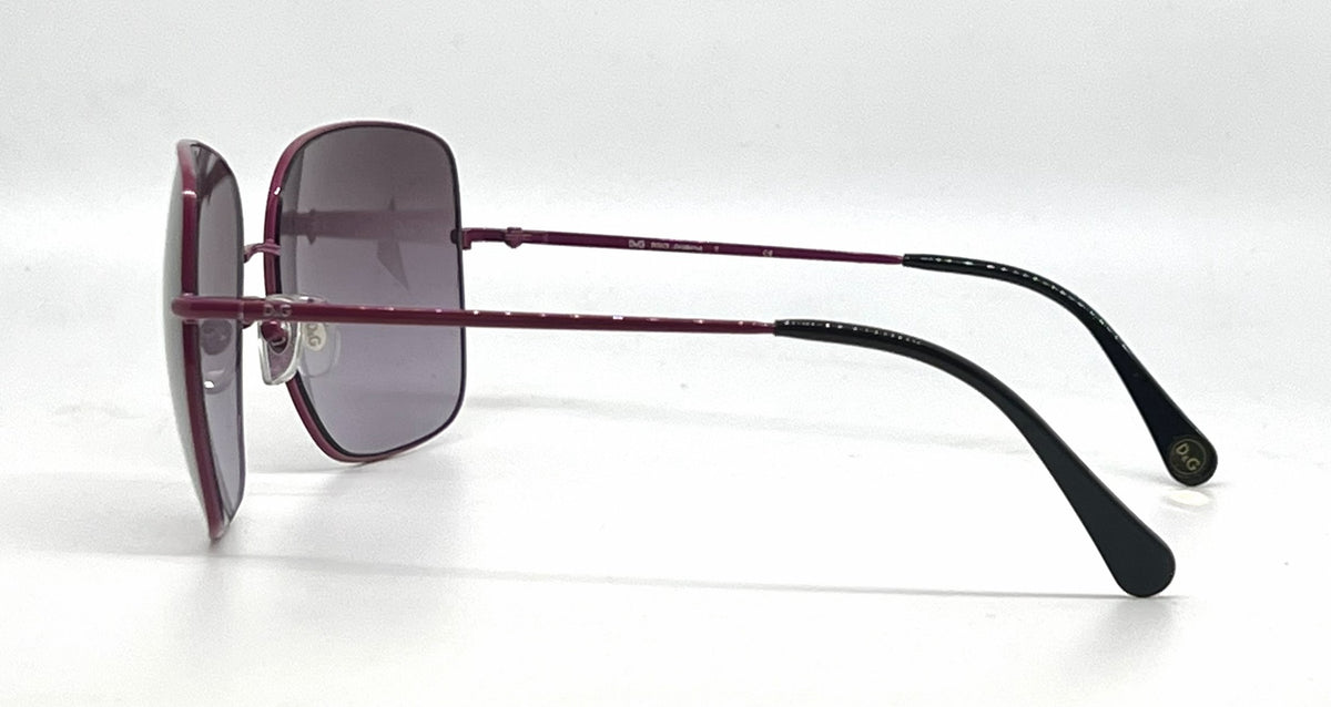 D&G 6079 013/8H Square Aviator-Vintage Sunglasses Magenta-Grey Gradient Lenses-Unworn
