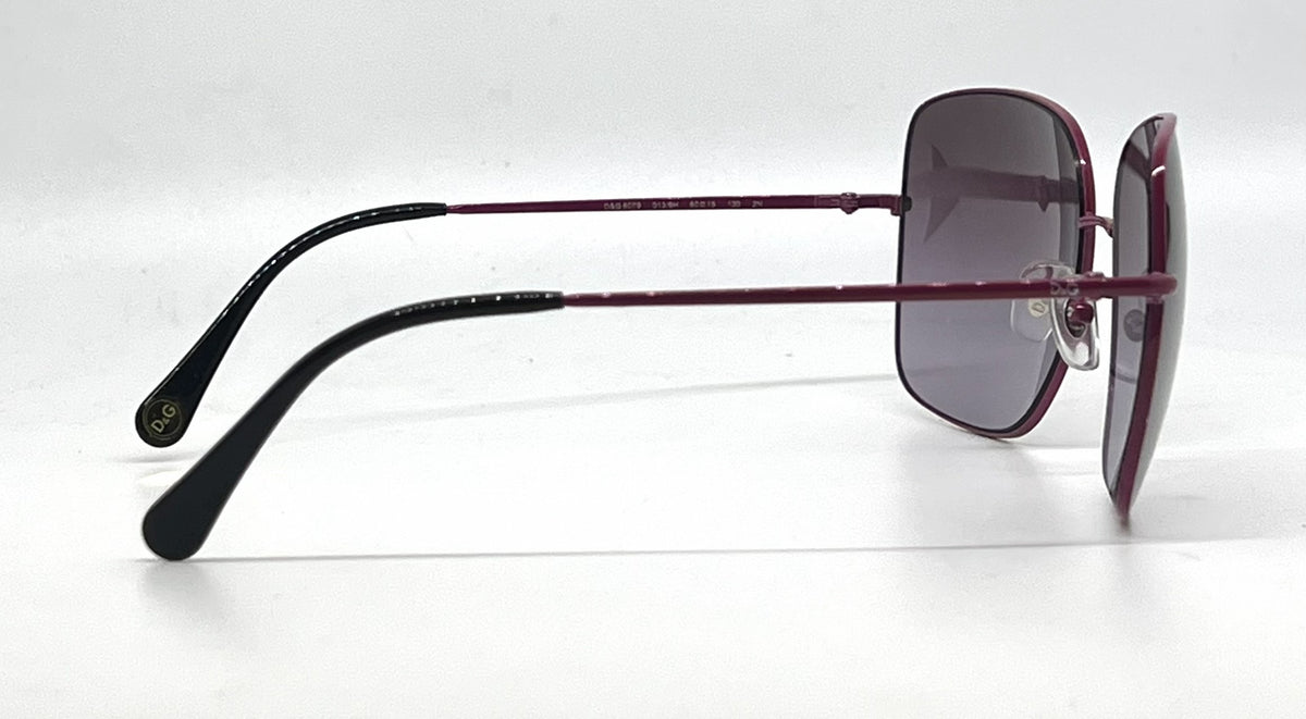 D&G 6079 013/8H Square Aviator-Vintage Sunglasses Magenta-Grey Gradient Lenses-Unworn