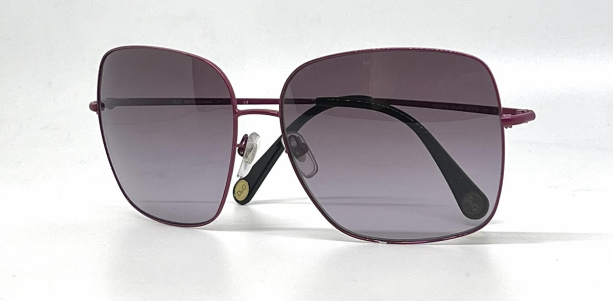 D&G 6079 013/8H Square Aviator-Vintage Sunglasses Magenta-Grey Gradient Lenses-Unworn