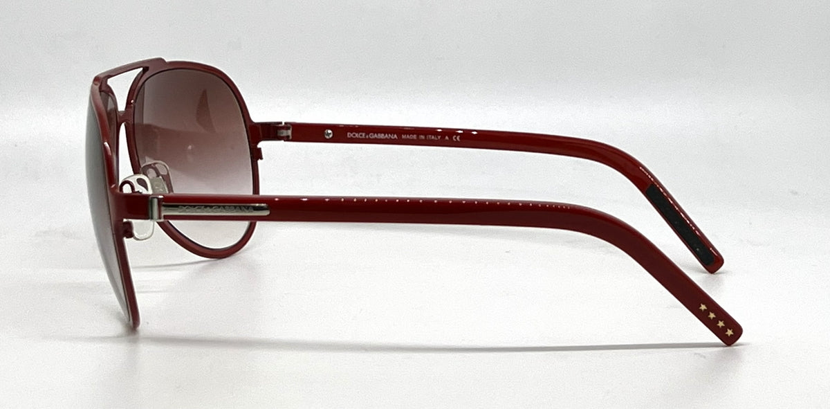 Dolce and Gabbana DG2081 015/8D Double-Bridge Aviator-Vintage Sunglasses Red-Burgundy-Unworn
