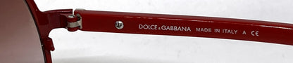 Dolce and Gabbana DG2081 015/8D Double-Bridge Aviator-Vintage Sunglasses Red-Burgundy-Unworn