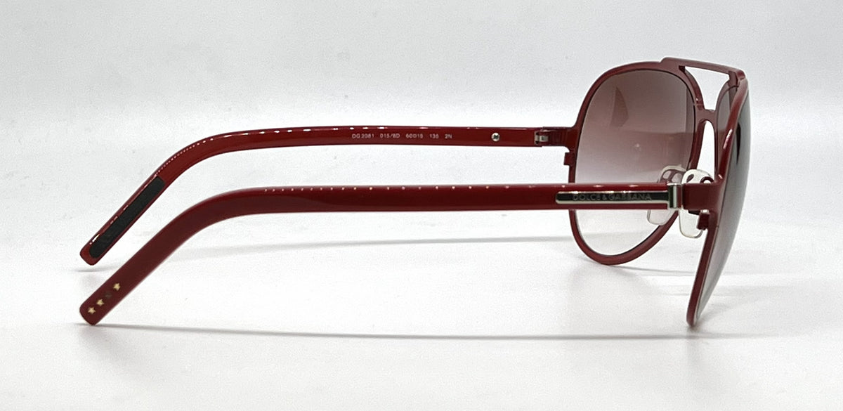Dolce and Gabbana DG2081 015/8D Double-Bridge Aviator-Vintage Sunglasses Red-Burgundy-Unworn