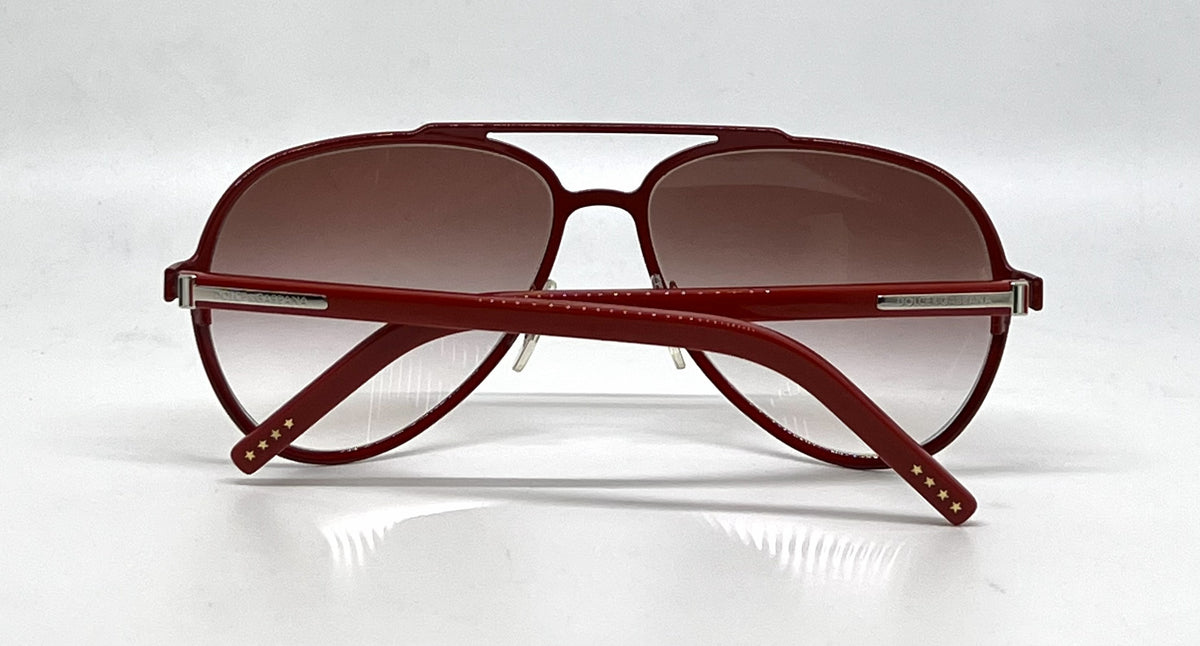 Dolce and Gabbana DG2081 015/8D Double-Bridge Aviator-Vintage Sunglasses Red-Burgundy-Unworn