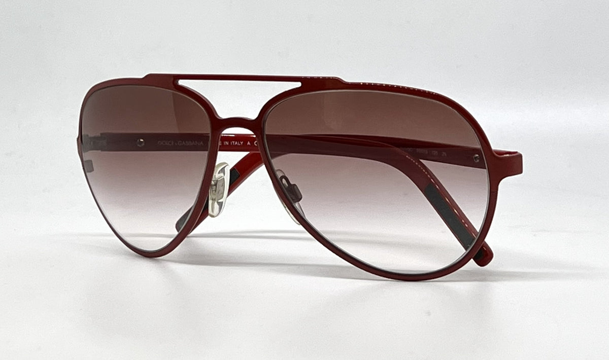 Dolce and Gabbana DG2081 015/8D Double-Bridge Aviator-Vintage Sunglasses Red-Burgundy-Unworn