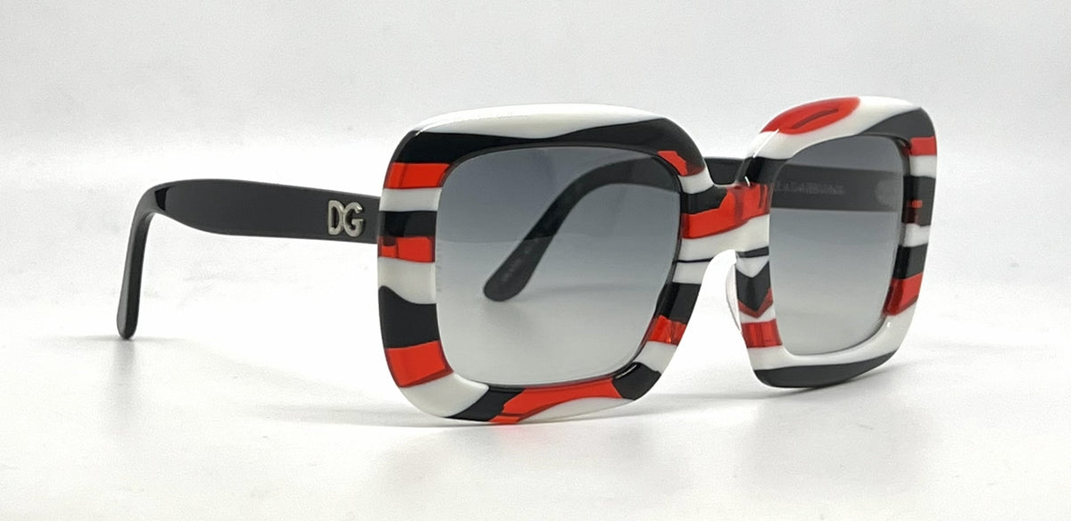 Dolce and Gabbana DG4035 841/8G White-Red and Black Rims-Vintage Sunglasses Black Gradient Lenses