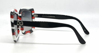 Dolce and Gabbana DG4035 841/8G White-Red and Black Rims-Vintage Sunglasses Black Gradient Lenses