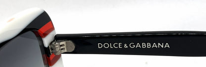 Dolce and Gabbana DG4035 841/8G White-Red and Black Rims-Vintage Sunglasses Black Gradient Lenses