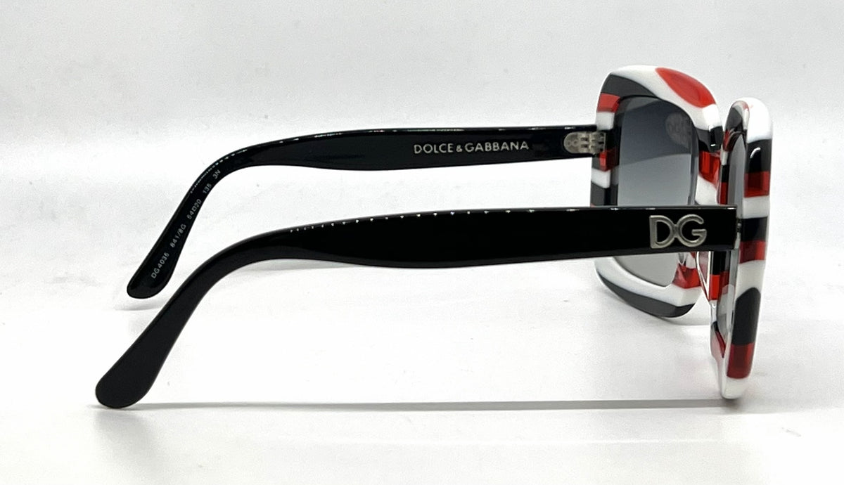 Dolce and Gabbana DG4035 841/8G White-Red and Black Rims-Vintage Sunglasses Black Gradient Lenses