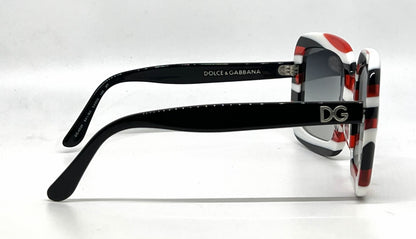 Dolce and Gabbana DG4035 841/8G White-Red and Black Rims-Vintage Sunglasses Black Gradient Lenses