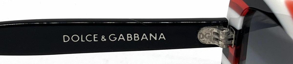 Dolce and Gabbana DG4035 841/8G White-Red and Black Rims-Vintage Sunglasses Black Gradient Lenses