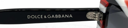 Dolce and Gabbana DG4035 841/8G White-Red and Black Rims-Vintage Sunglasses Black Gradient Lenses