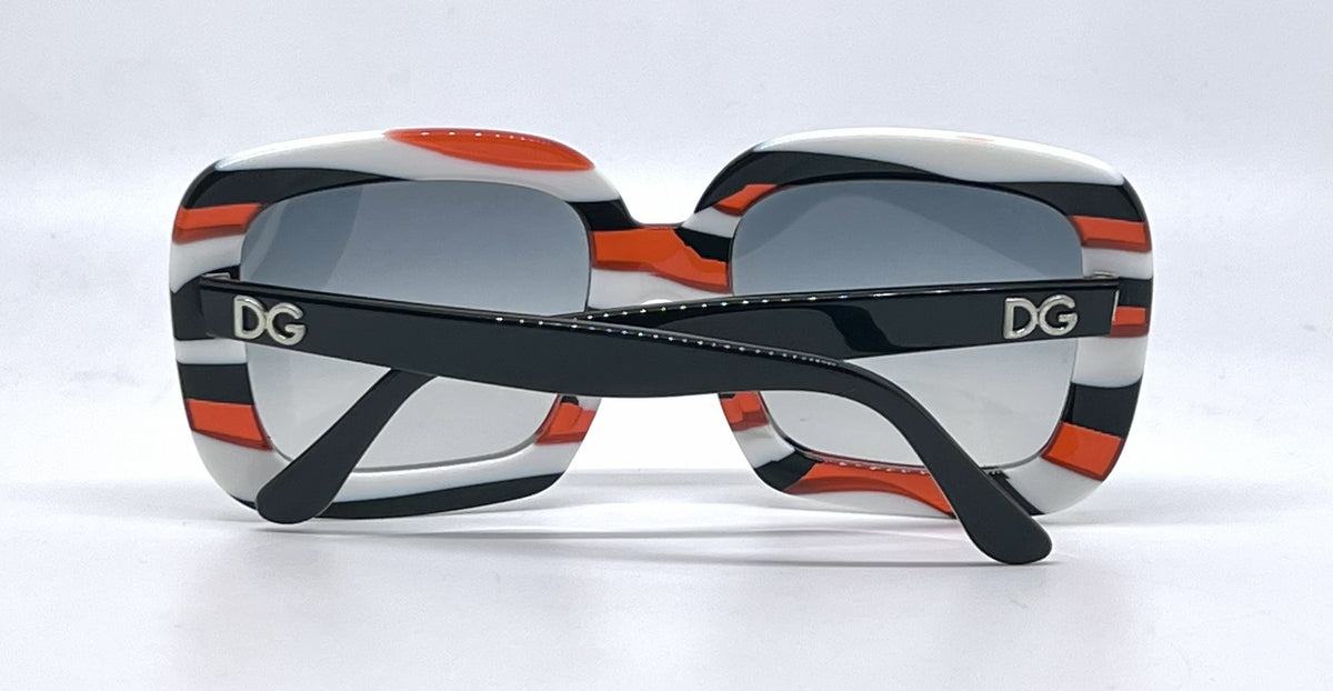 Dolce and Gabbana DG4035 841/8G White-Red and Black Rims-Vintage Sunglasses Black Gradient Lenses