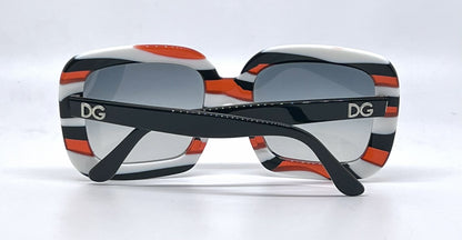 Dolce and Gabbana DG4035 841/8G White-Red and Black Rims-Vintage Sunglasses Black Gradient Lenses