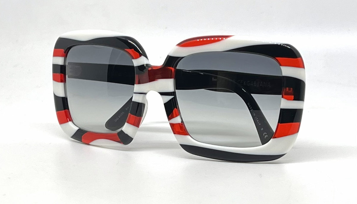 Dolce and Gabbana DG4035 841/8G White-Red and Black Rims-Vintage Sunglasses Black Gradient Lenses