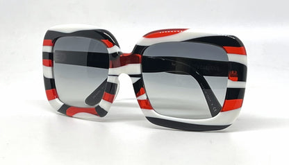 Dolce and Gabbana DG4035 841/8G White-Red and Black Rims-Vintage Sunglasses Black Gradient Lenses