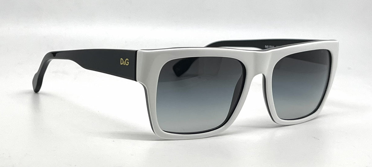 D&G 3044 783/8G Square White/Black-Vintage Sunglasses Grey Gradient Lenses-Unworn