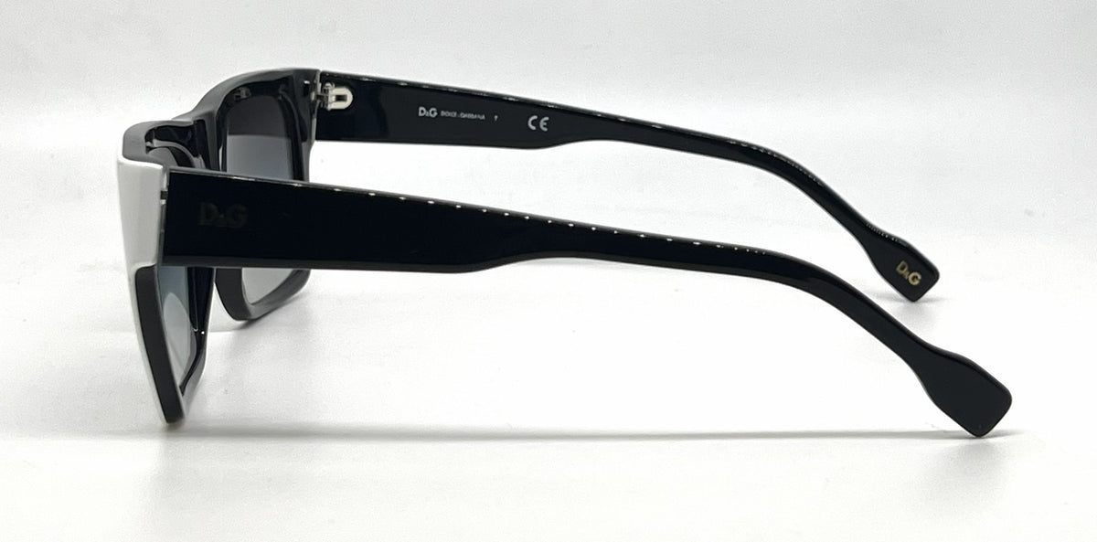 D&G 3044 783/8G Square White/Black-Vintage Sunglasses Grey Gradient Lenses-Unworn