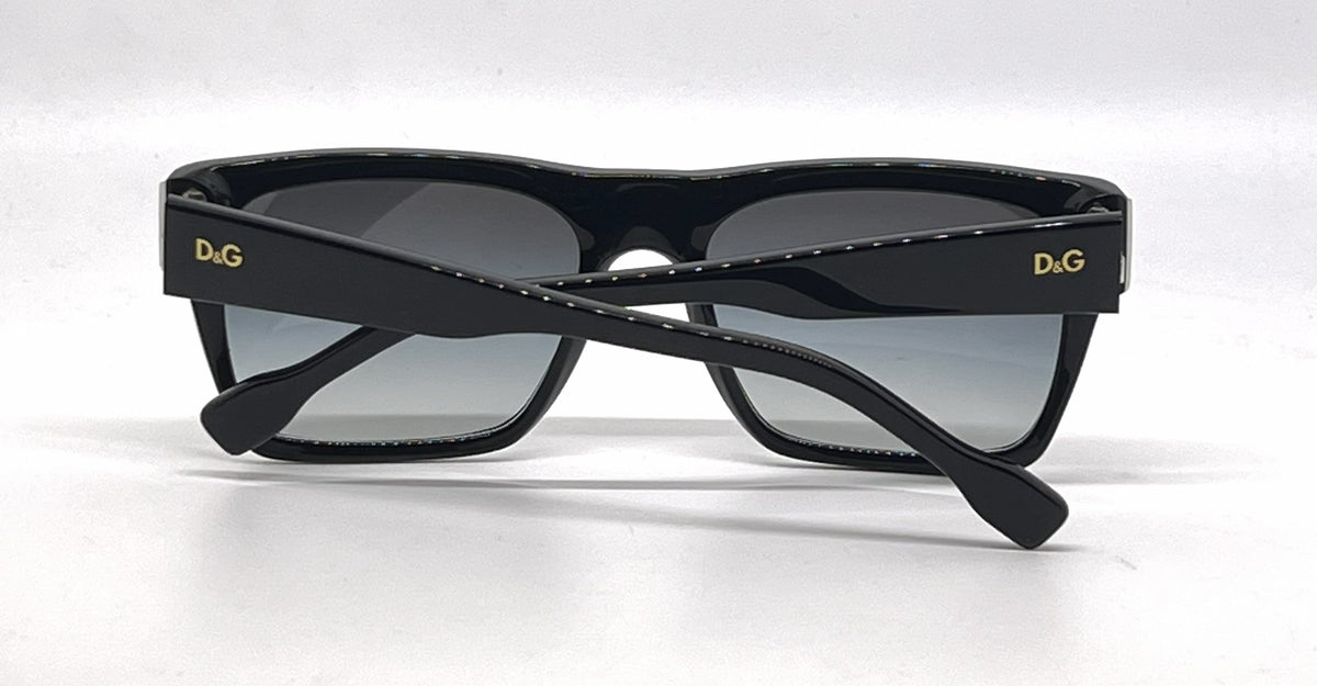 D&G 3044 783/8G Square White/Black-Vintage Sunglasses Grey Gradient Lenses-Unworn
